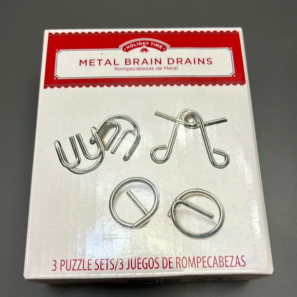 Metal brain drains puzzle 3 puzzle sets party game Christmas gift - NEW